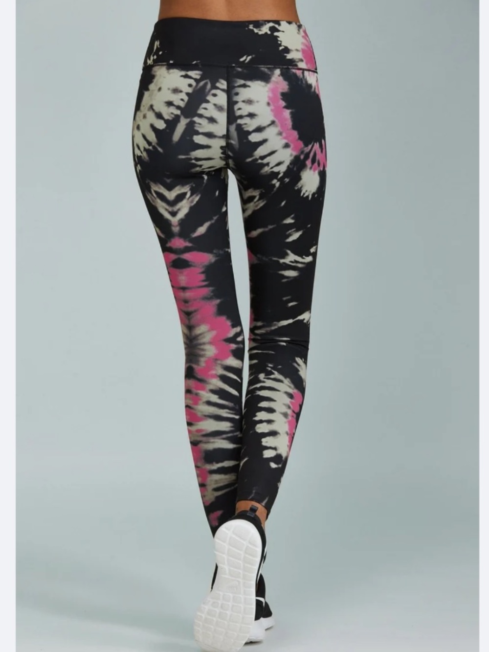 Noli Yoga Tie Dye High Rise Leggings High Waisted S Black Pink Cream Made in USA